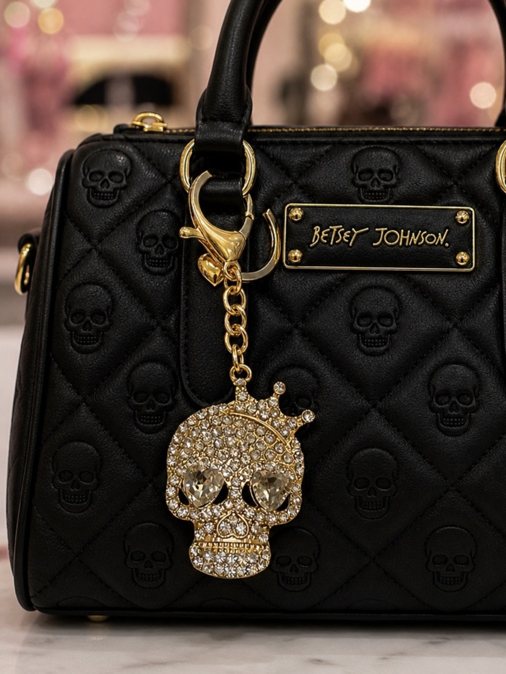 Crystal Skull with crown bag charm keychain gothic vibes